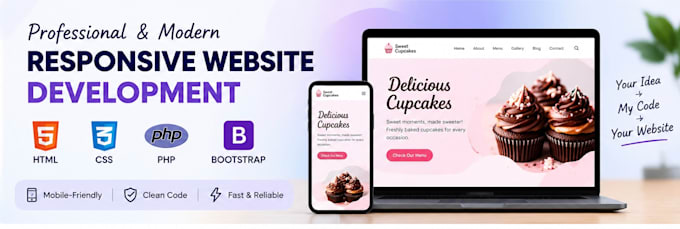 create or fix a responsive HTML CSS PHP website