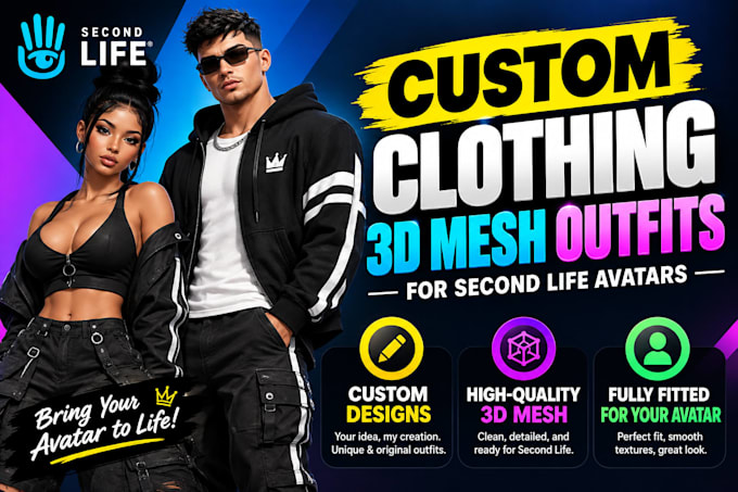 custom clothing 3d mesh outfits second life avatars