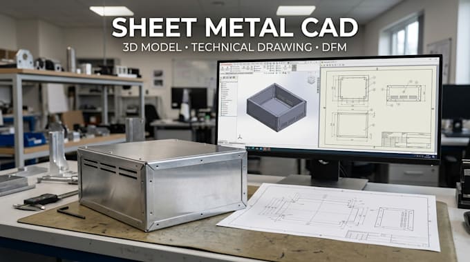 create 3d cad models, technical drawings, sheet metal and dfm designs