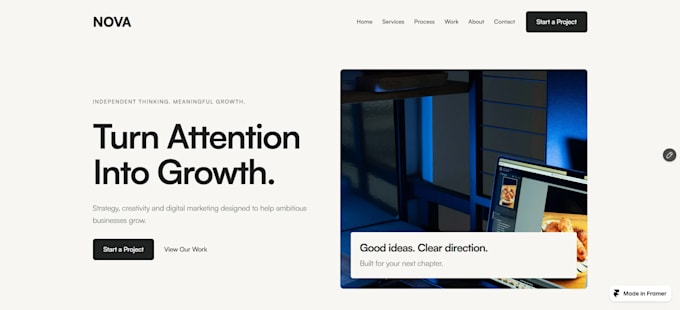 design a modern responsive website in framer