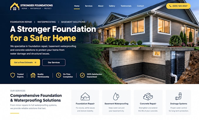 build squarespace foundation repair waterproofing basement contractor website