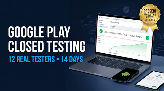 provide 12 testers for 14 days google play closed testing and pass production