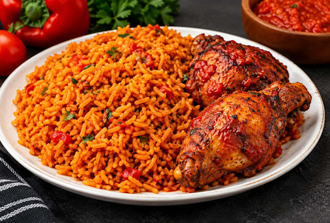 do jollofrice with roasted chicken