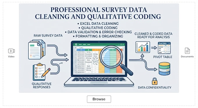 do professional survey data cleaning and qualitative coding
