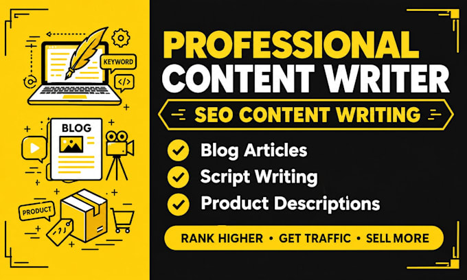 write SEO content, blog posts, product descriptions and scripts