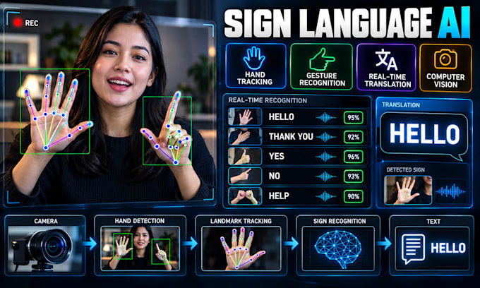 build ai sign language recognition, hand tracking and gesture detection