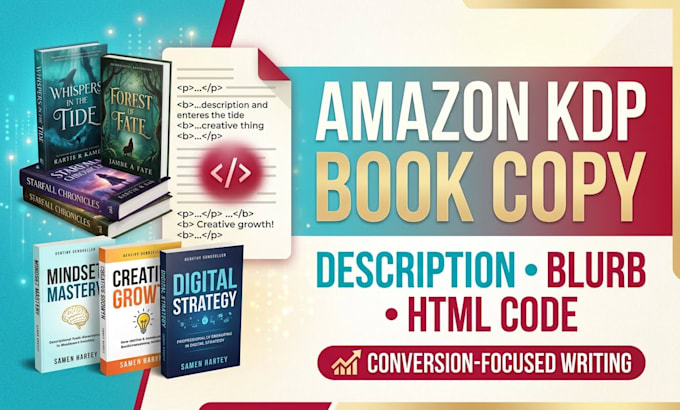 write a high converting amazon kdp book description and blurb with html code