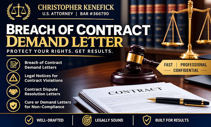 prepare a contract breach dispute letter as a US attorney