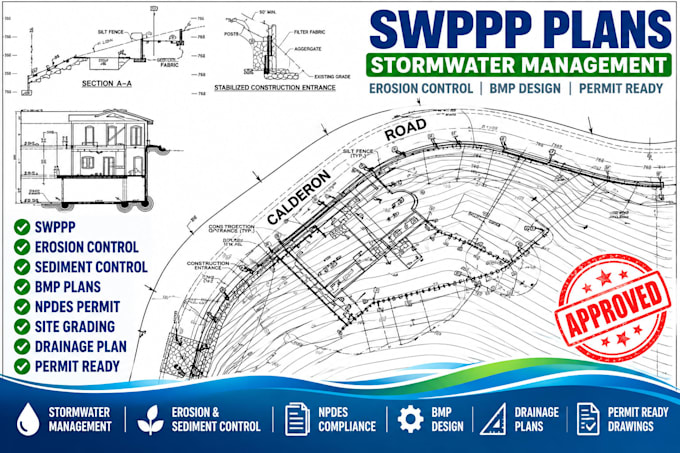 swppp npdes bmp erosion control plan pe seal permit stormwater plans