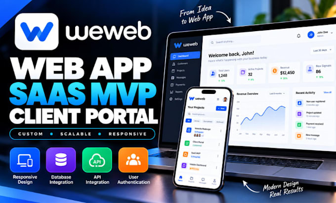 build weweb web app, saas mvp, dashboard and client portal