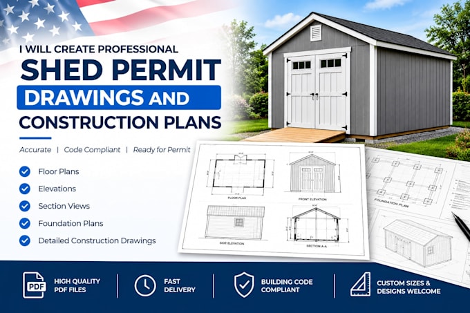 create professional shed permit drawings and construction plans