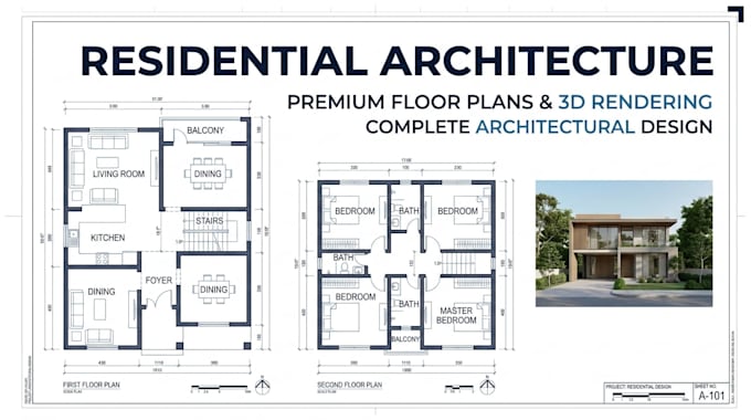 create a detailed residential floor plan and cad drawing