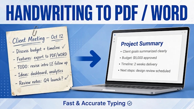 convert handwriting to word or PDF document