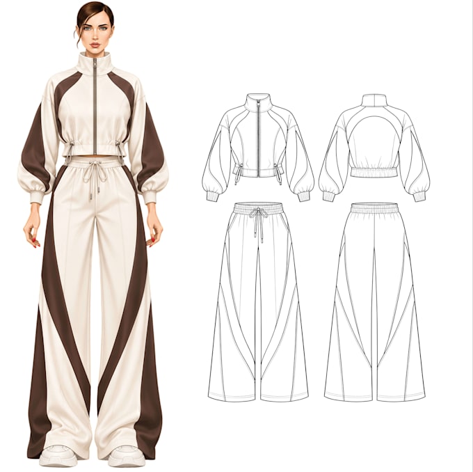 design unique womens sportswear and create technical drawings