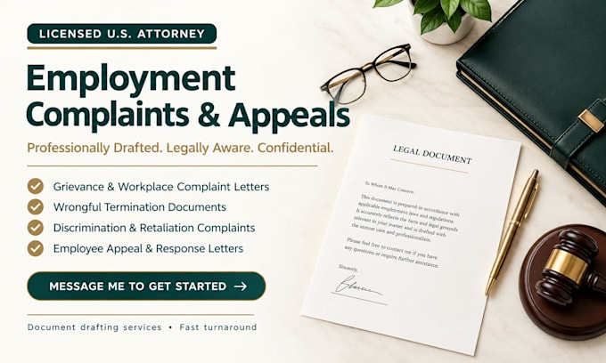 prepare wrongful termination complaint documents as a US attorney