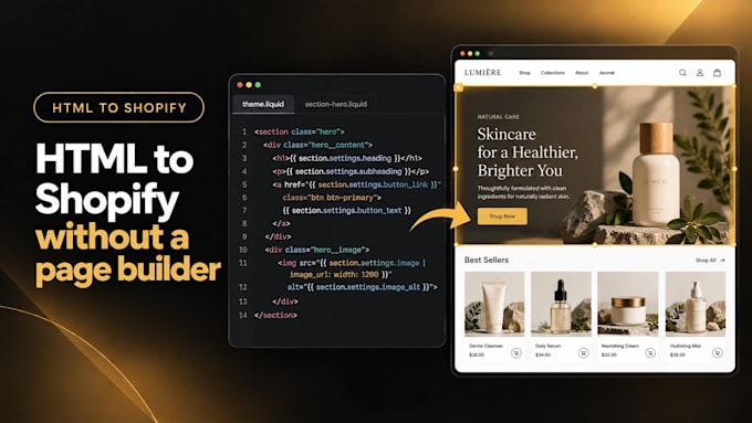 convert figma to shopify or HTML to shopify with editable sections