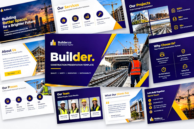 design a professional construction company profile presentation