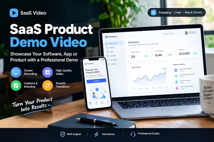 create saas product demo, saas explainer video, app demo or walkthrough video