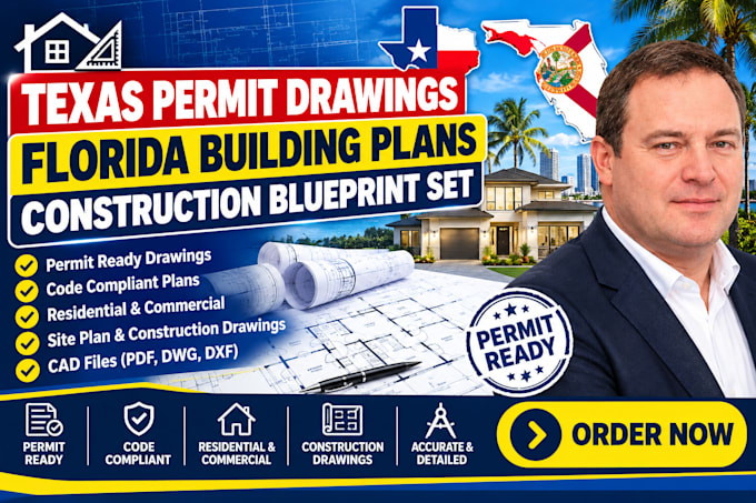 texas permit drawings, florida building plans, construction blueprint set