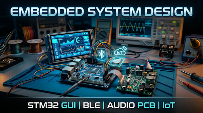 develop embedded systems for iot audio pcb stm32 gui ble and power electronics