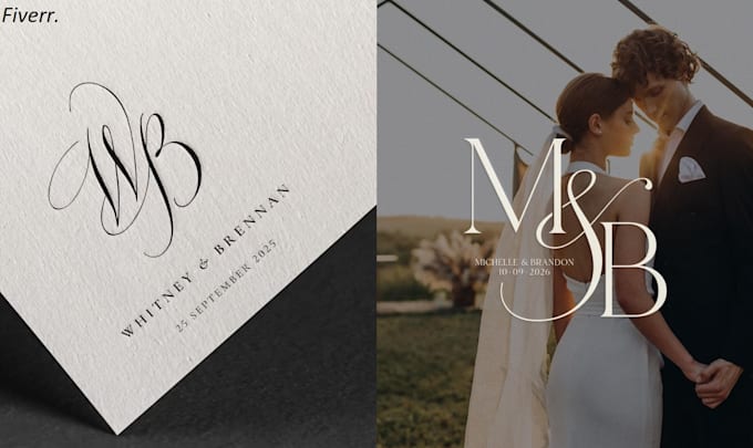 create elegant wedding logo, initials or monogram