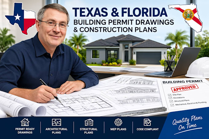 create texas florida building permit drawings and construction plans