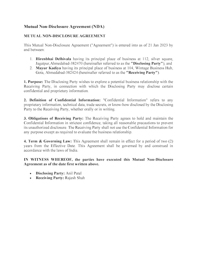 legal drafts for contracts, ndas and agreements