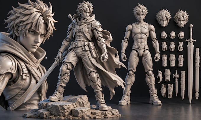 custom articulated action figure stl poseable toy model for resin 3d printing
