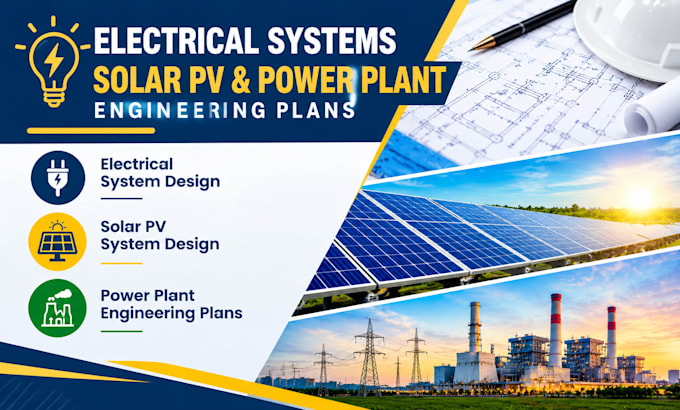 design electrical systems, solar pv and power plant engineering plans