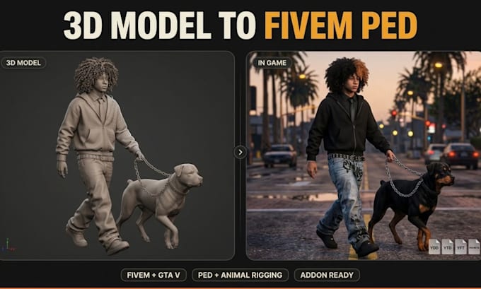convert 3d model to fivem peds gta 5 ped addon peds custom ped rigging  mods