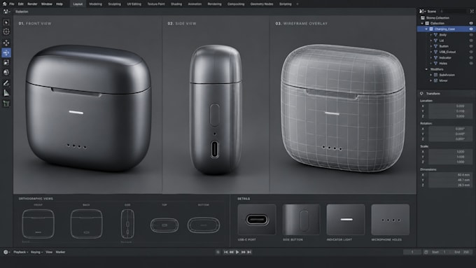 do electronic product modeling, gadget model and hard surface tech