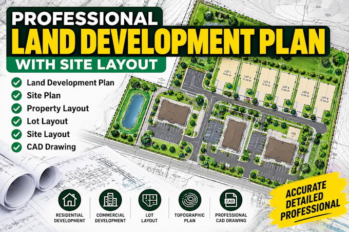 create a professional plot plan, site plan and property layout in cad