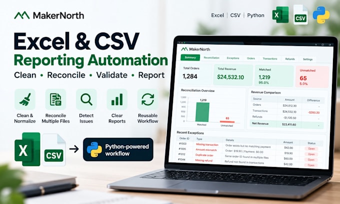 automate excel and CSV reporting and reconciliation
