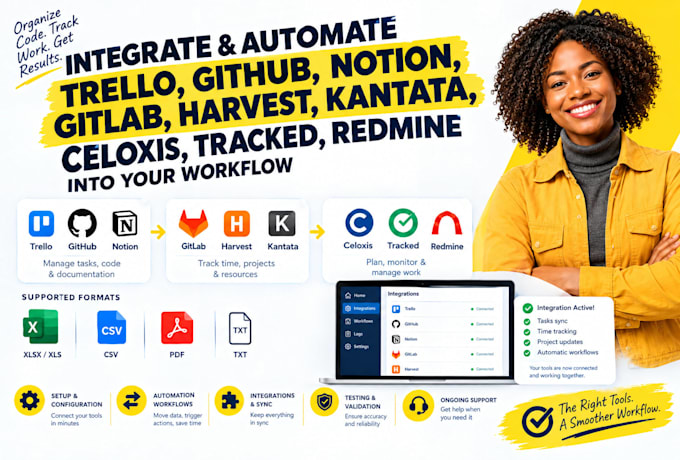 trello, github, notion, gitlab, harvest, kantata, celoxis, tracked, redmine