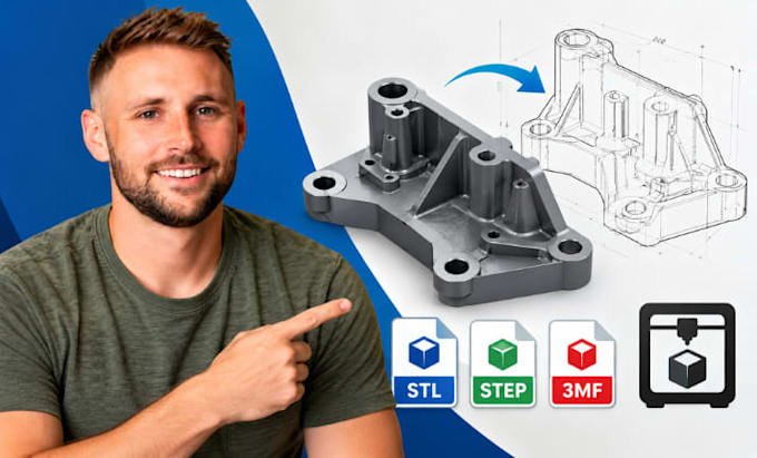 create custom stl files, 3d printable mechanical parts, 3d cad, step, 3mf