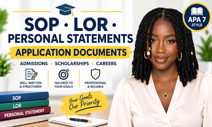 prepare, edit, proofread sops, lors and personal statements