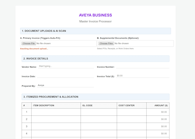 build a custom automated invoice processor web app