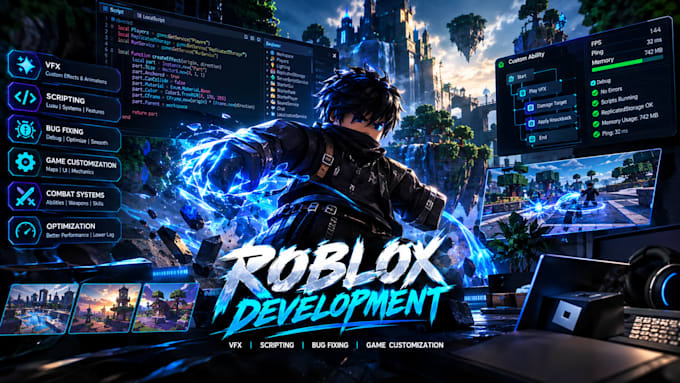 create roblox vfx, script, scripter, fix bugs and customize your roblox game