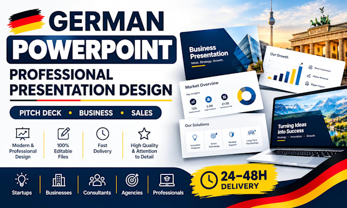design professional german powerpoint presentation and pitch deck