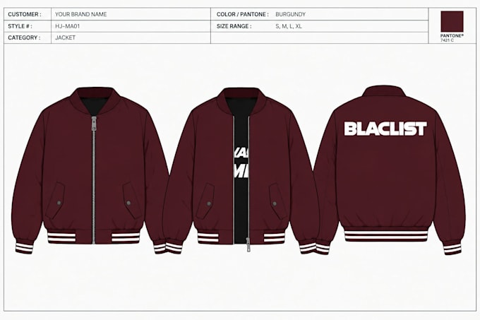 create bomber, flight, racing, aviator, motorcycle jackets tech packs for brands