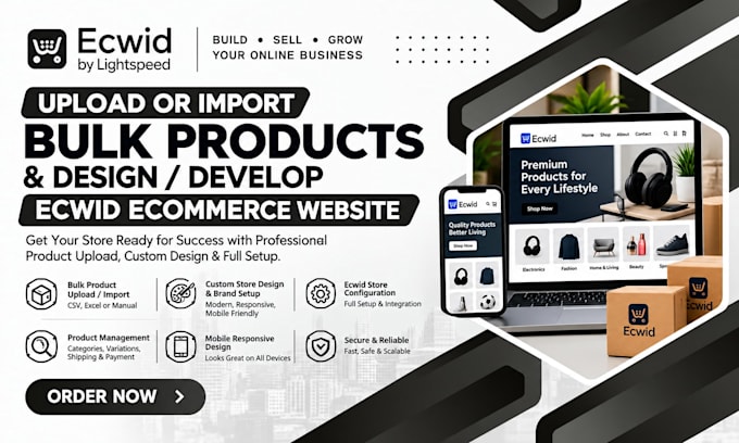 upload or import bulk products design and develop ecwid ecommerce website