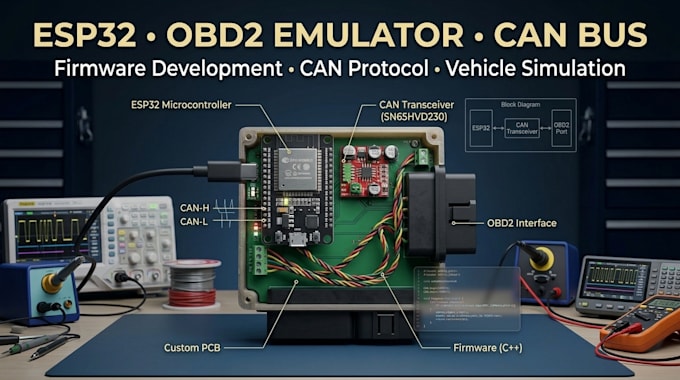 develop esp32 obd2 emulator firmware and can protocol can bus communication