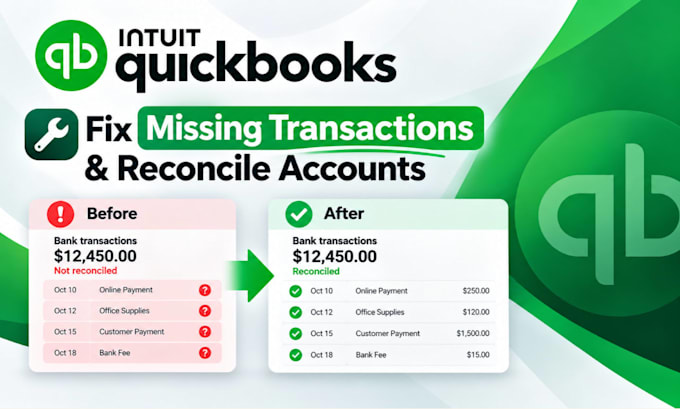 fix missing transactions and reconcile quickbooks online account