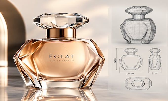 design perfume bottles, cosmetic product, 3d cad models