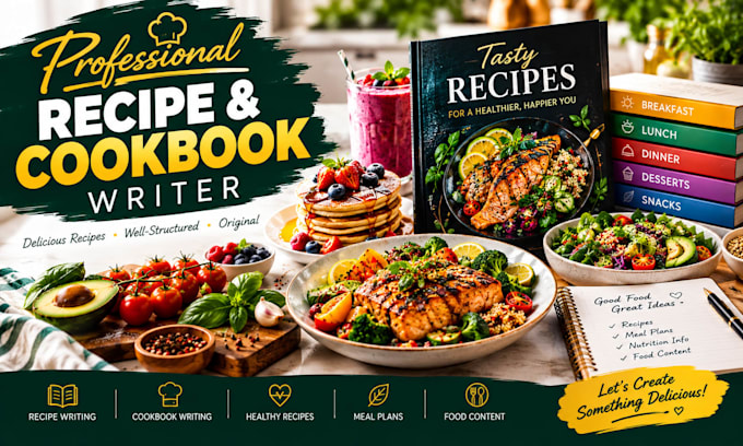 be your professional recipe and cookbook writer