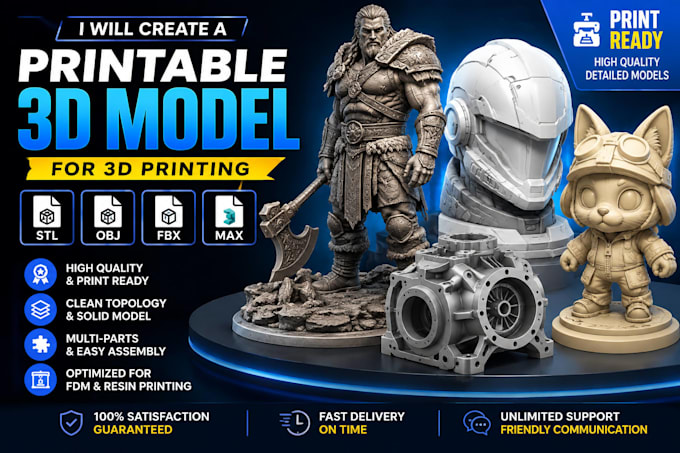 create a printable 3d model for 3d printing stl obj fbx max
