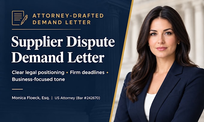 draft a binding supplier nonperformance demand letter as a US attorney