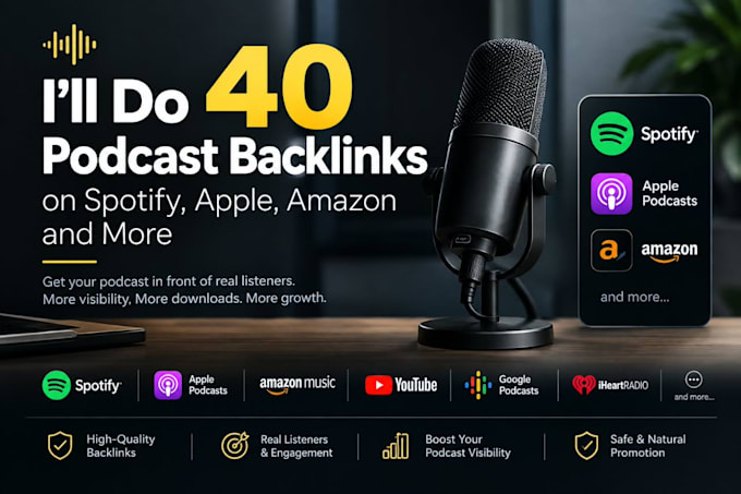 do 40 podcast backlinks on spotify, apple, amazon, and more