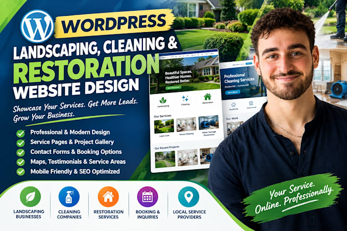 design a landscaping, cleaning and restoration wordpress website