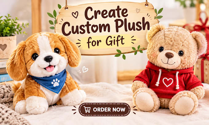 create handmade plush gift, custom plush toy and personalized plushie